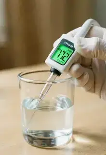 PHメーターが溶液をチェック